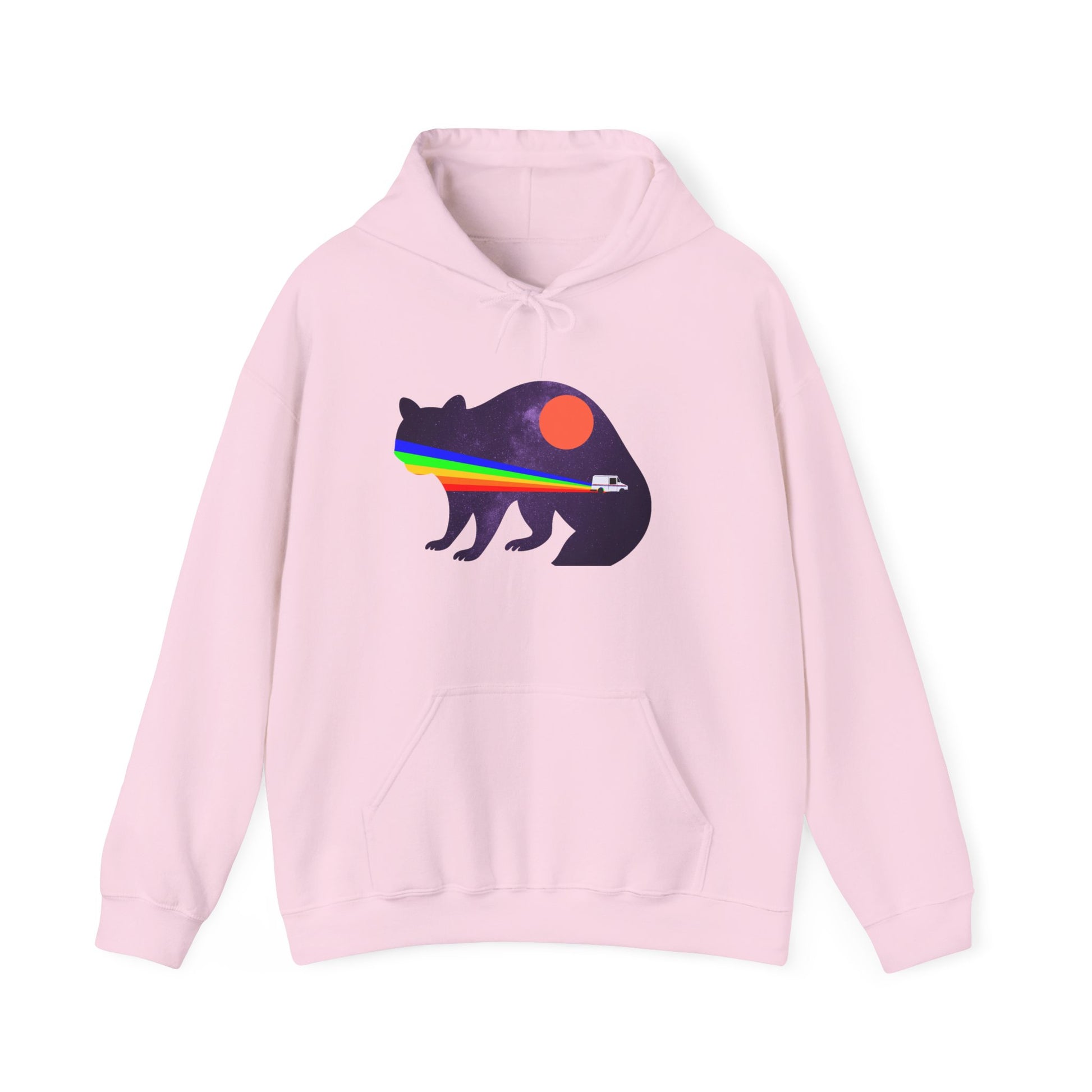 Cosmic Raccoon Hoodie, Unisex Heavy Blend Sweatshirt, Galaxy Animal, Mail Truck, Perfect for Nature Lovers, Cozy Gift for Birthdays, Festivals