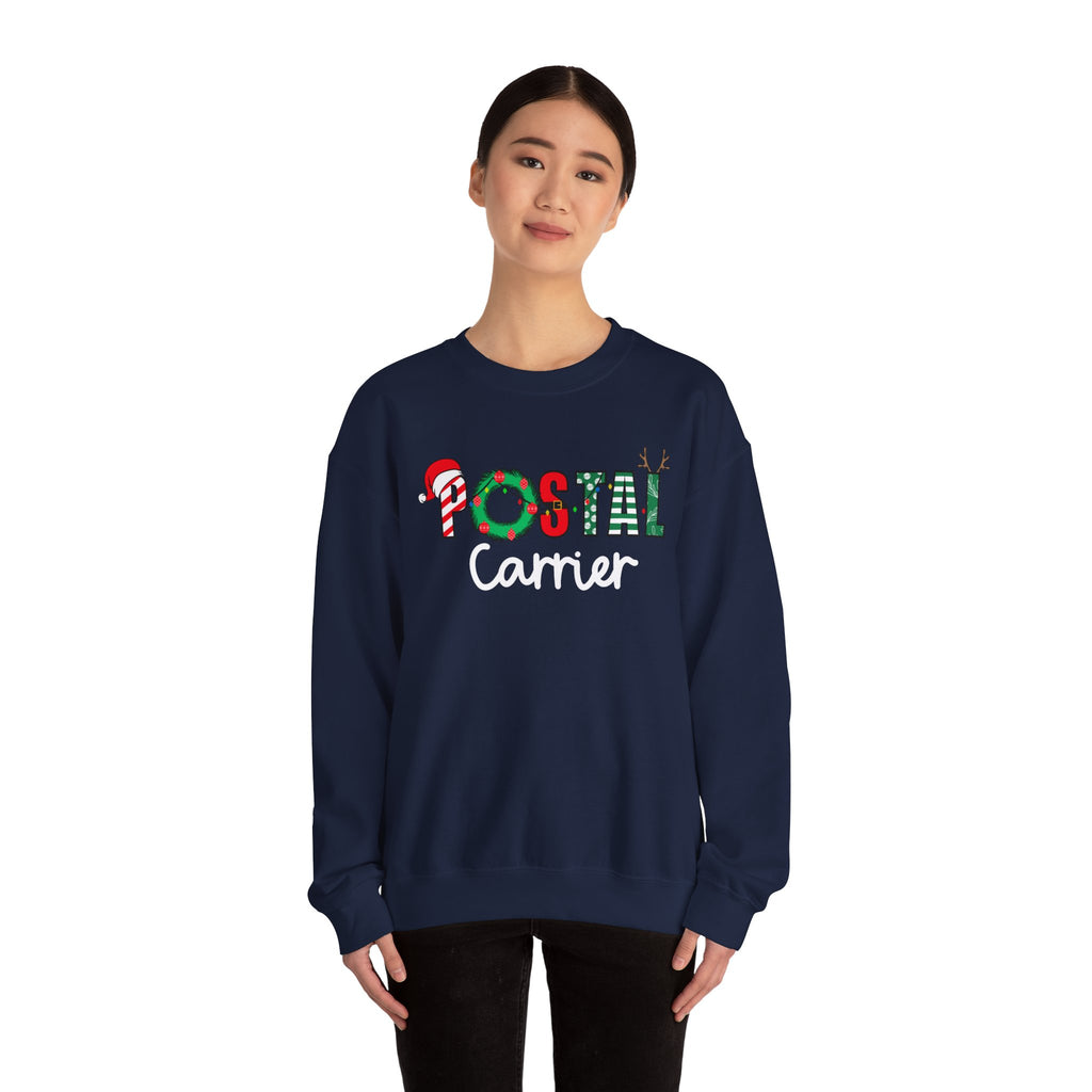 Festive Holiday Postal Carrier Sweatshirt, Cozy Crewneck for Mail Lovers, Holiday Apparel, Christmas Gift, Unisex Sweater