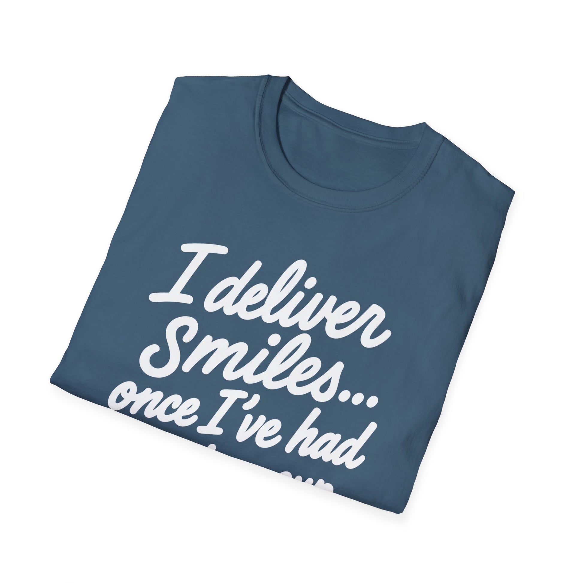 I Deliver Smiles, Unisex Softstyle T-Shirt, Casual Graphic Tee, Everyday Wear, Gift for Her, Gift for Him, Comfortable Cotton Tee