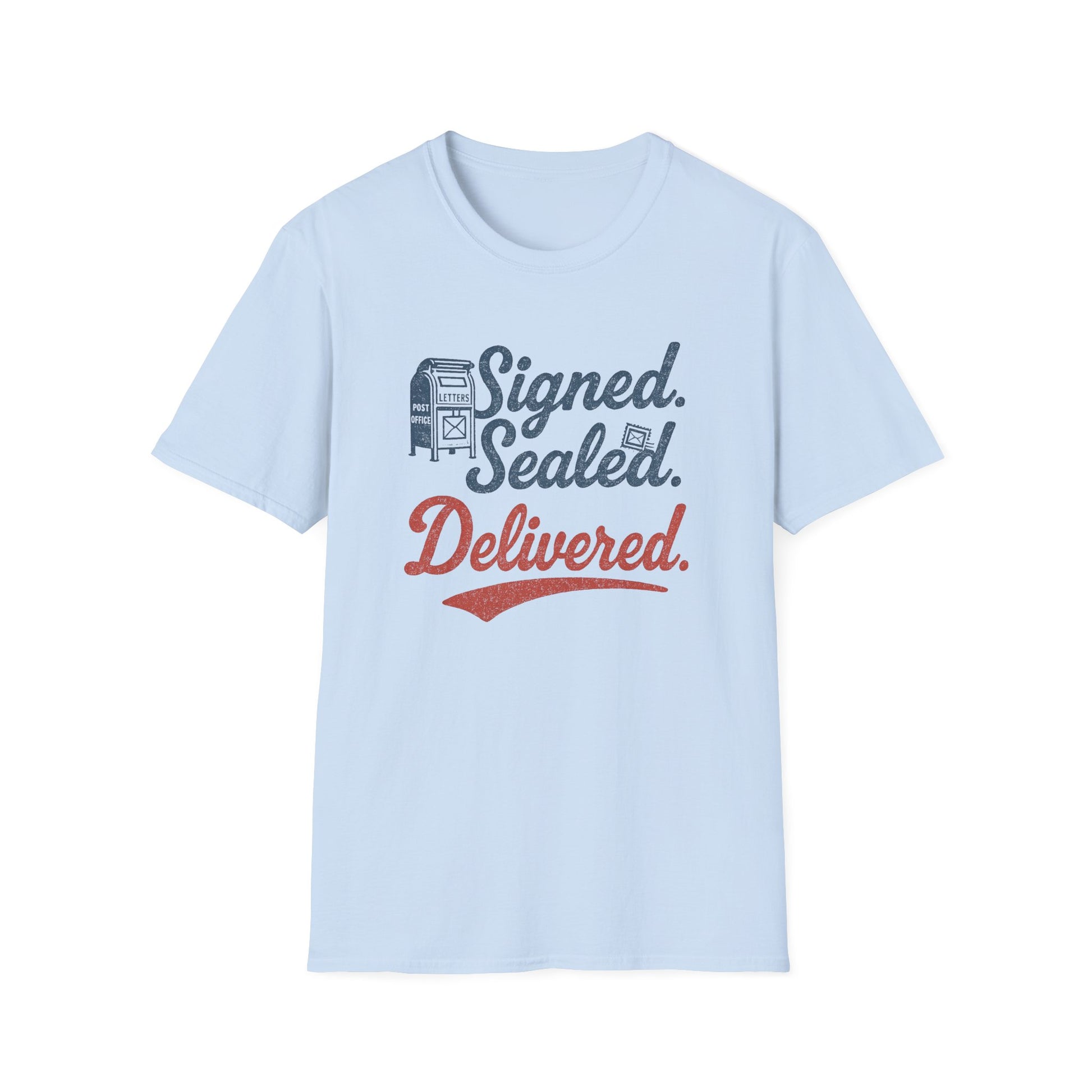 Signed Sealed Delivered T-Shirt | Unisex Softstyle Shirt for Postal Lovers, Gift for Movers, Fun Delivery Tee, Unique Message Shirt, [...]