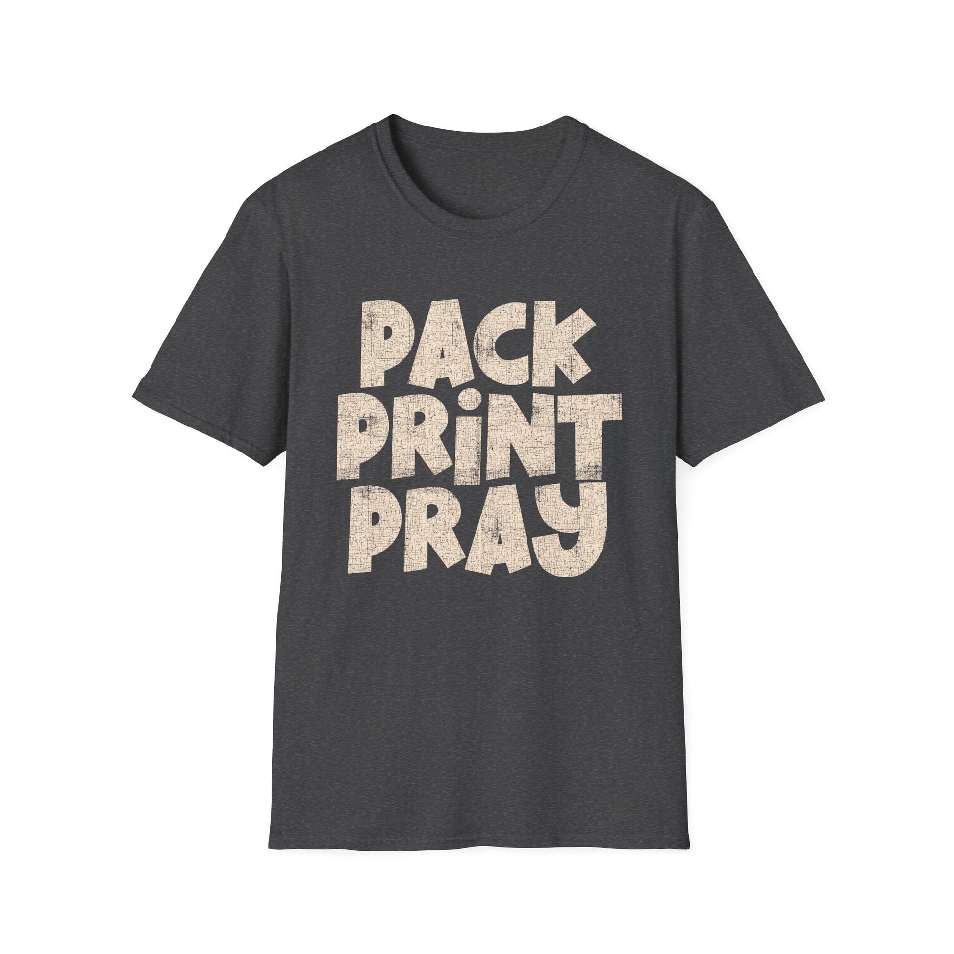 Pack Print Pray T-Shirt — Christian Graphic Tee for Church Volunteers & Printers