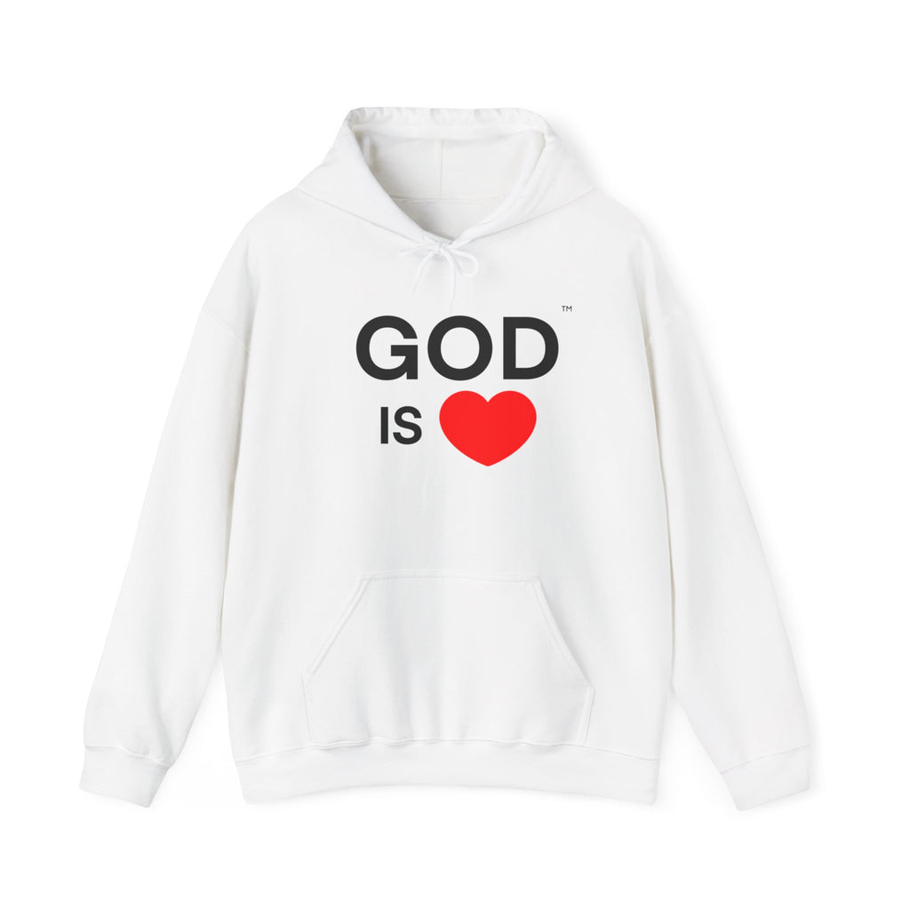 God Is Love™ Hoodie — Wear the Message, Christian Faith Pullover with Clean Bold Letters and Heart Graphic