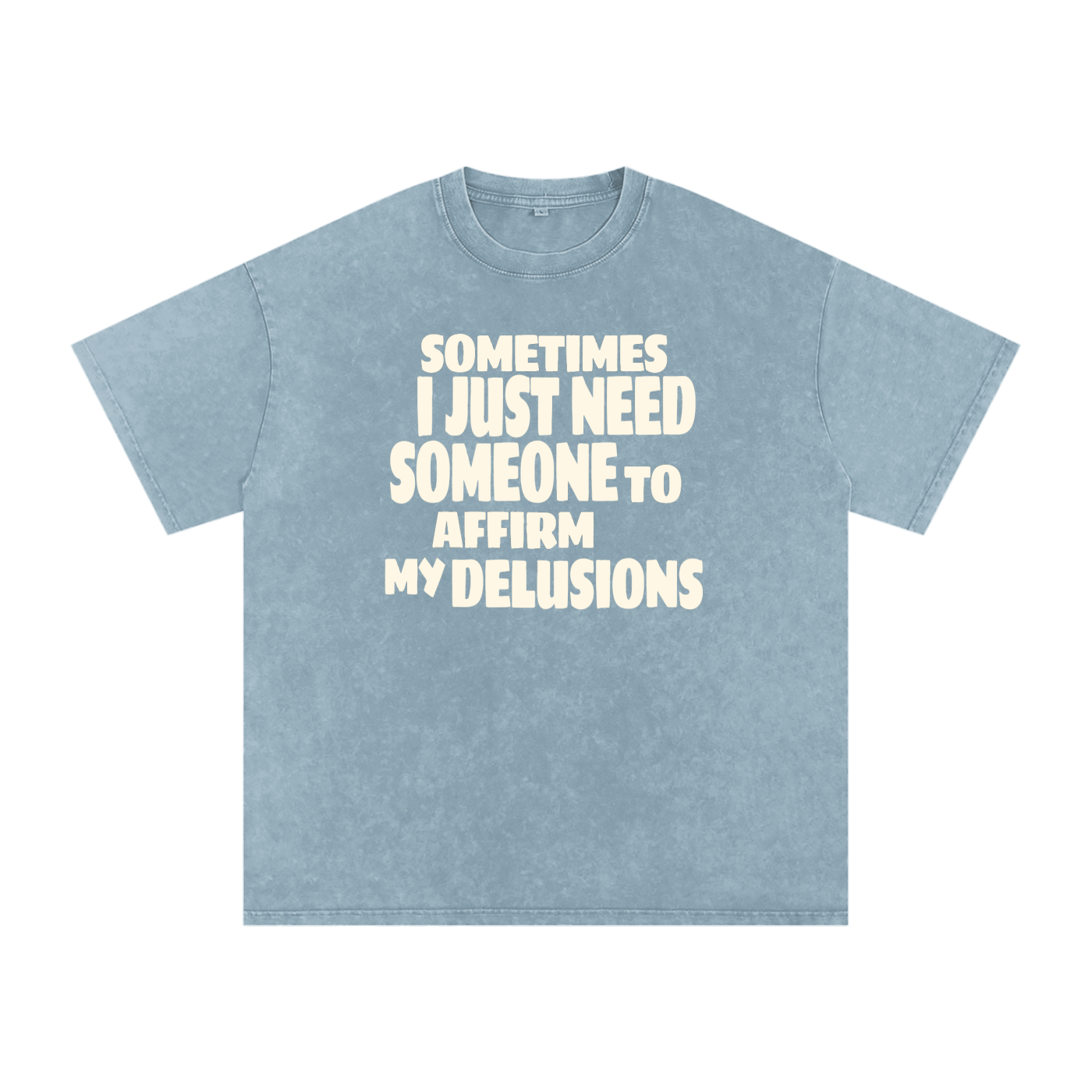 Affirm My Delusions Snow Washed Oversized Cotton T-Shirt