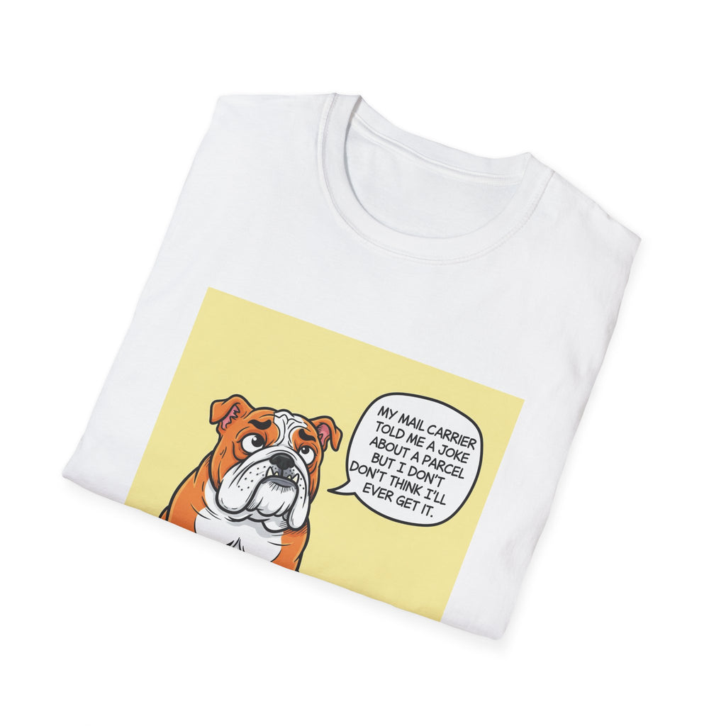 Funny Dog Graphic T-Shirt, Unisex Softstyle Tee, Pet Lover Gift, Animal Humor Shirt, Cute Bulldog Design