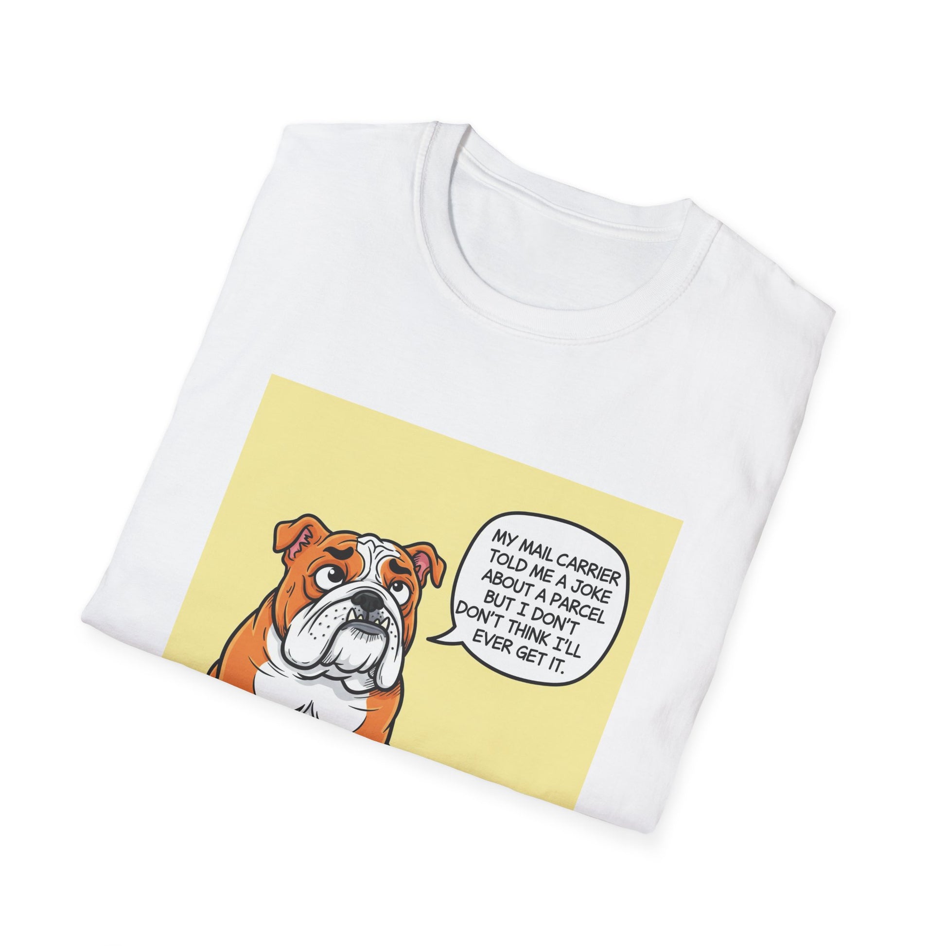 Funny Dog Graphic T-Shirt, Unisex Softstyle Tee, Pet Lover Gift, Animal Humor Shirt, Cute Bulldog Design