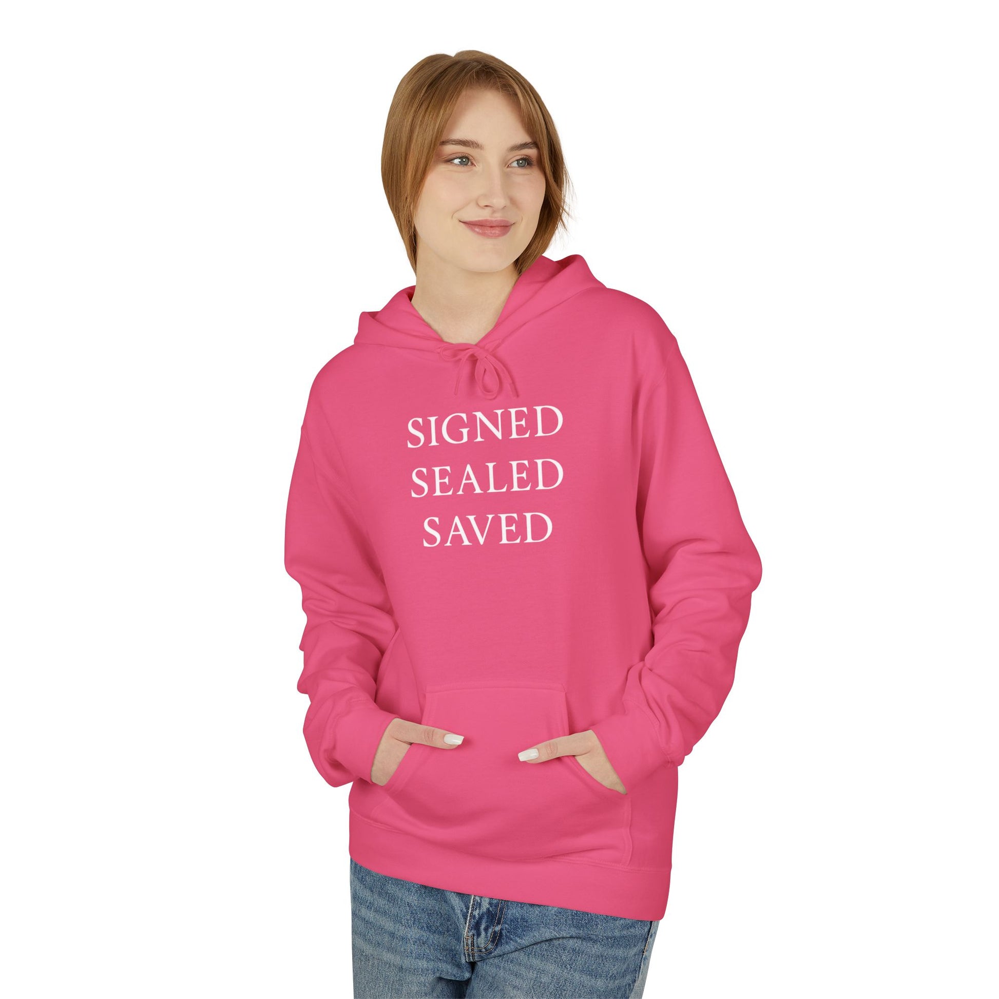 Signed Sealed Saved Fleece Hoodie for Everyday Comfort, Gifts For Postal Workers, Christian Hoody, Christian Sweatshirts.