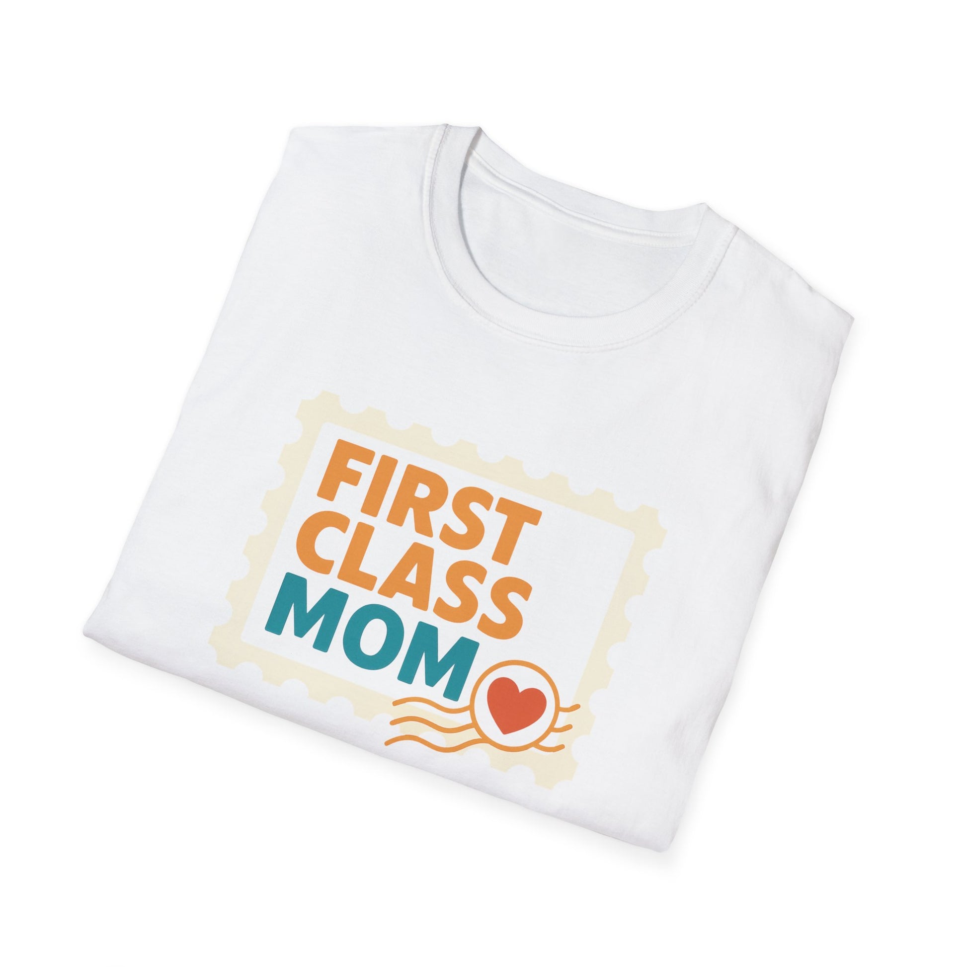 First Class Mom Unisex Softstyle T-Shirt - Perfect Gift for Mother's Day, Birthday, New Moms, Relaxed Casual Wear, Everyday Comfort