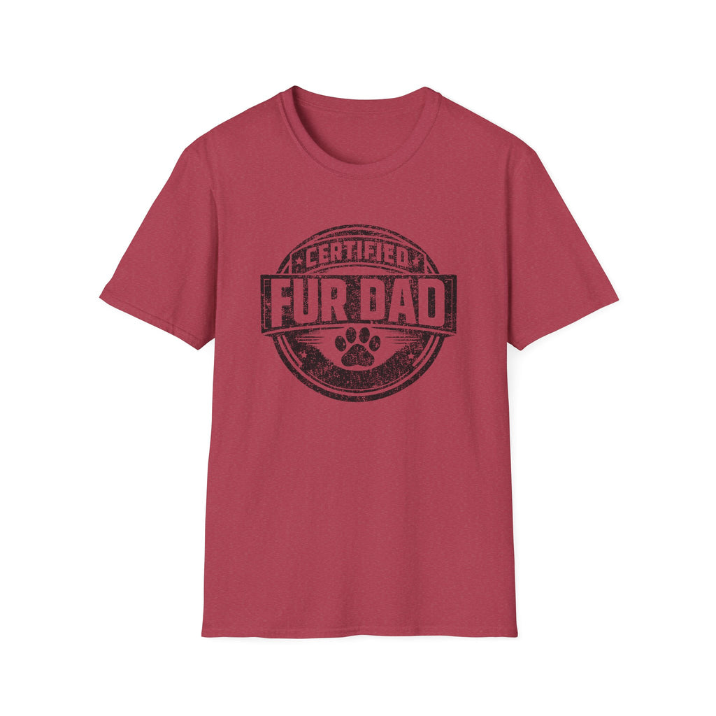 Certified Fur Dad T-Shirt — Distressed Graphic tee, Vintage Paw Print Design for Dog & Cat Fathers Mail Carriers