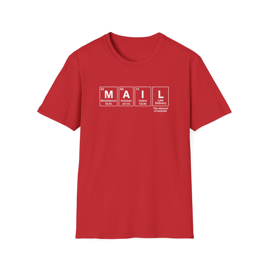 Postal, Chemistry Inspired Unisex T-Shirt - 'MAIL' Graphic Tee, Science Lover Gift, Casual Wear, Birthday Present, Unique Apparel