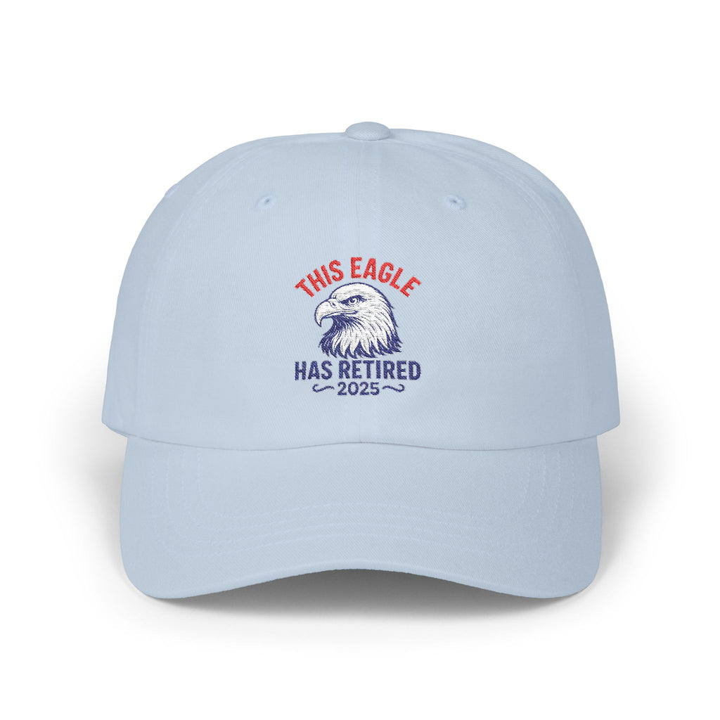 “This Eagle Has Retired” ,Retirement Eagle Dad Cap - Funny Gift for Retired Dads, White Classic Cap, Inspirational Gifts, Gifts For Postal Workers, Inspirational Gift Ideas