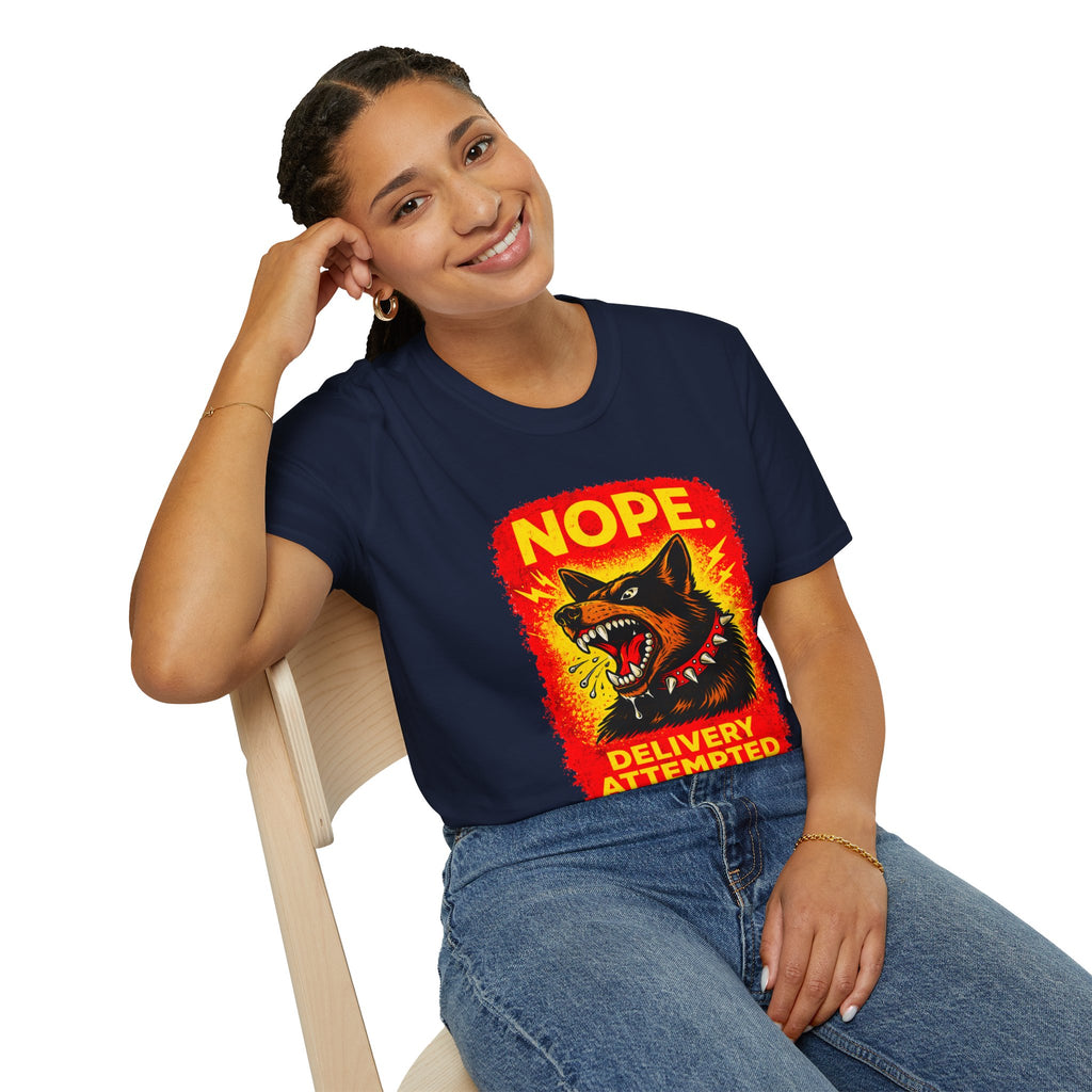 Nope Delivery Attempted T-Shirt — Funny Guard Dog Graphic Tee