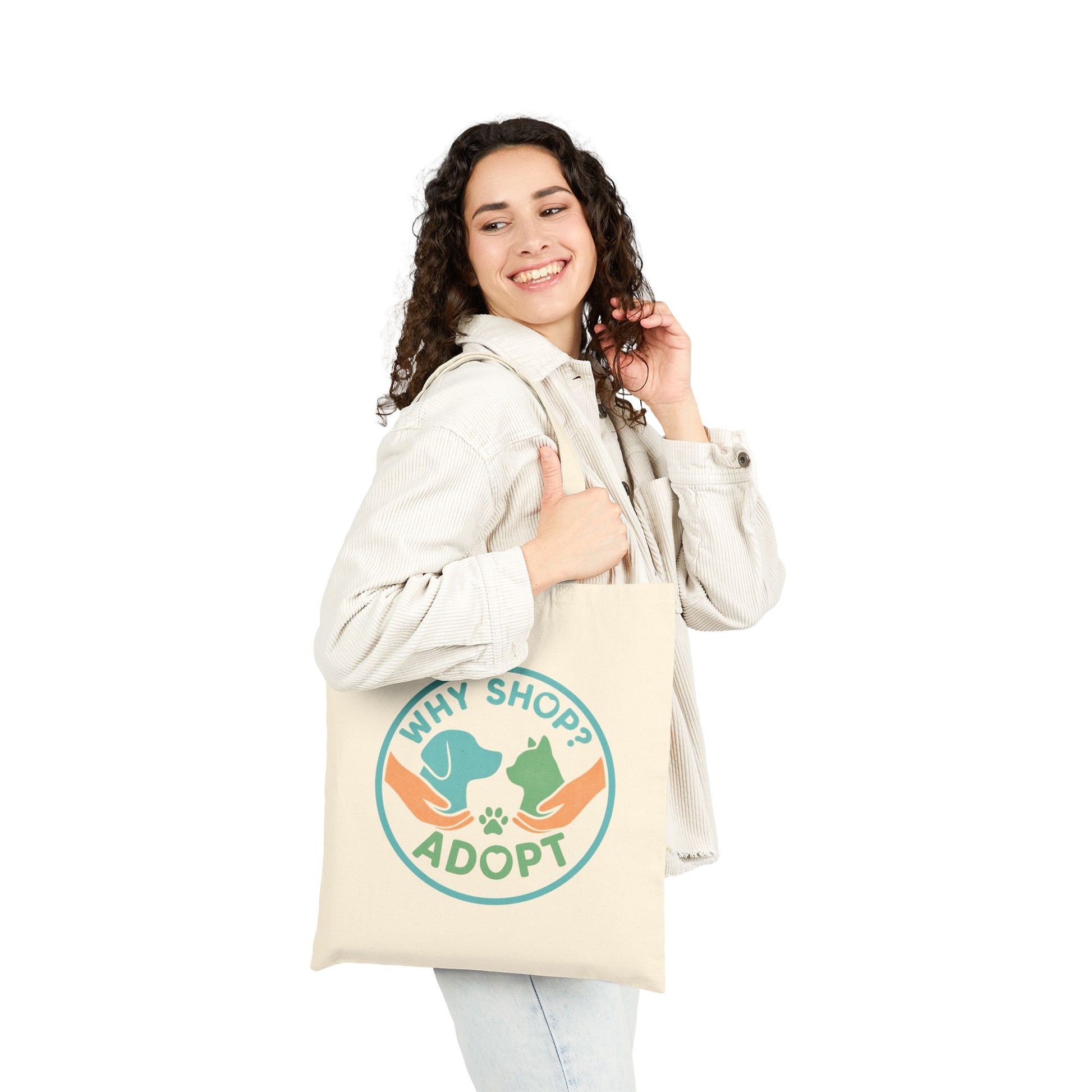 Why Shop-Adopt Love Cotton Canvas Tote Bag | Eco-Friendly Pet Adoption Bag, Gift for Animal Lovers, Shopping Tote, Dog Mom Gift, Reusable Tote
