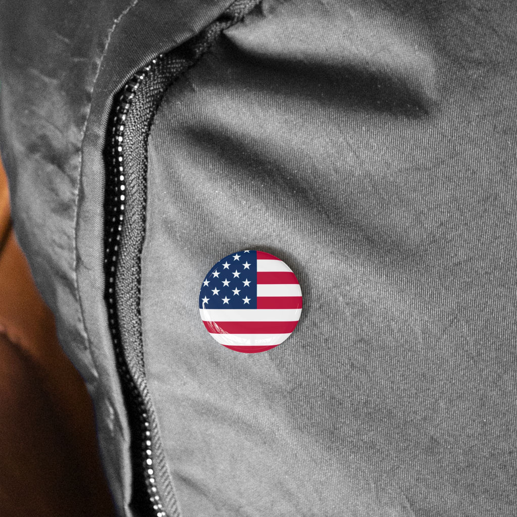 American Flag Round Pin — USA Patriot Button for Jackets, Backpacks & 4th of July