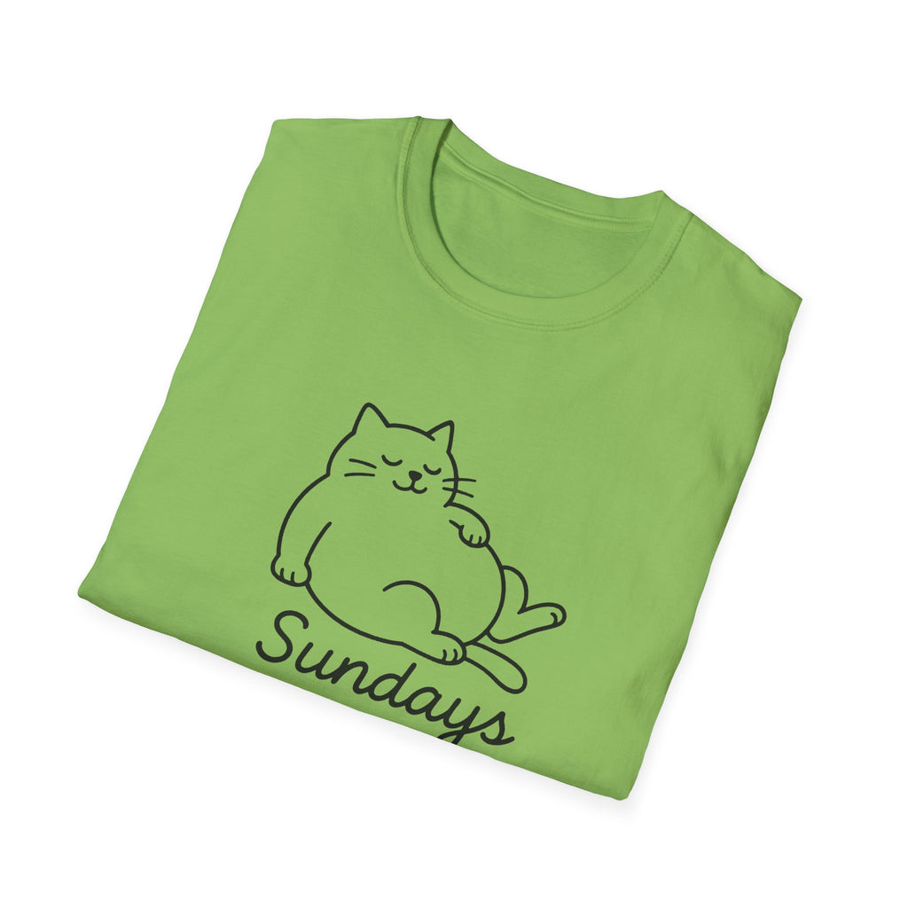 Chill Cat Sundays T-Shirt | Softstyle Unisex Tee for Cat Lovers | Fun Casual Wear, Gift for Birthdays, Lazy Days, Pet Lovers