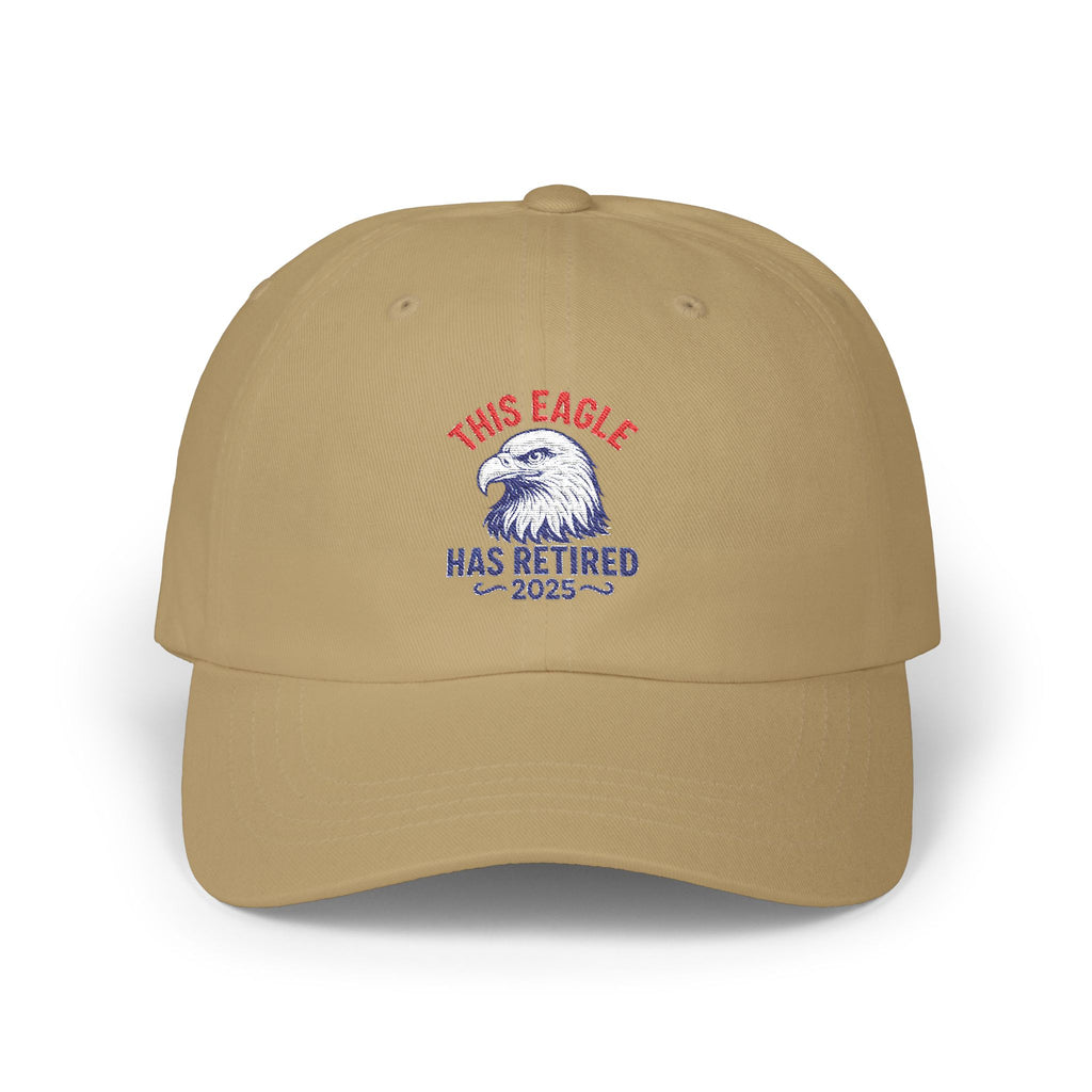 “This Eagle Has Retired” ,Retirement Eagle Dad Cap - Funny Gift for Retired Dads, White Classic Cap, Inspirational Gifts, Gifts For Postal Workers, Inspirational Gift Ideas