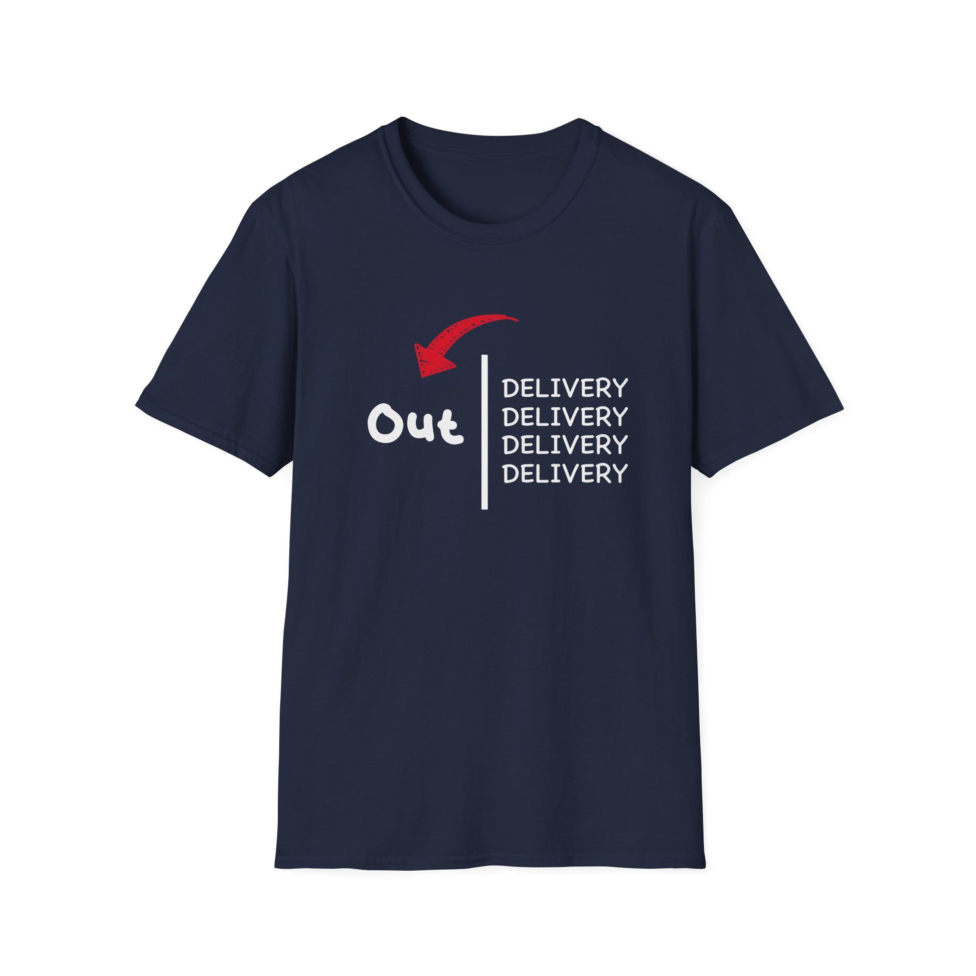 Delivery Out Unisex Softstyle T-Shirt - Funny Quirky Tee, Perfect Gift for Delivery Drivers, Casual Wear, Birthdays, Holidays