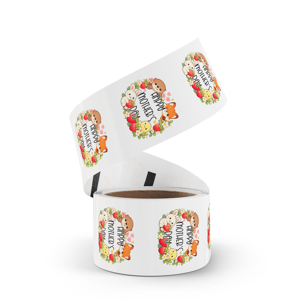 Happy Mother's Day Sticker Roll— Cute Animal Wreath "Happy Mother's Day" Roll Stickers for Mother’s Day