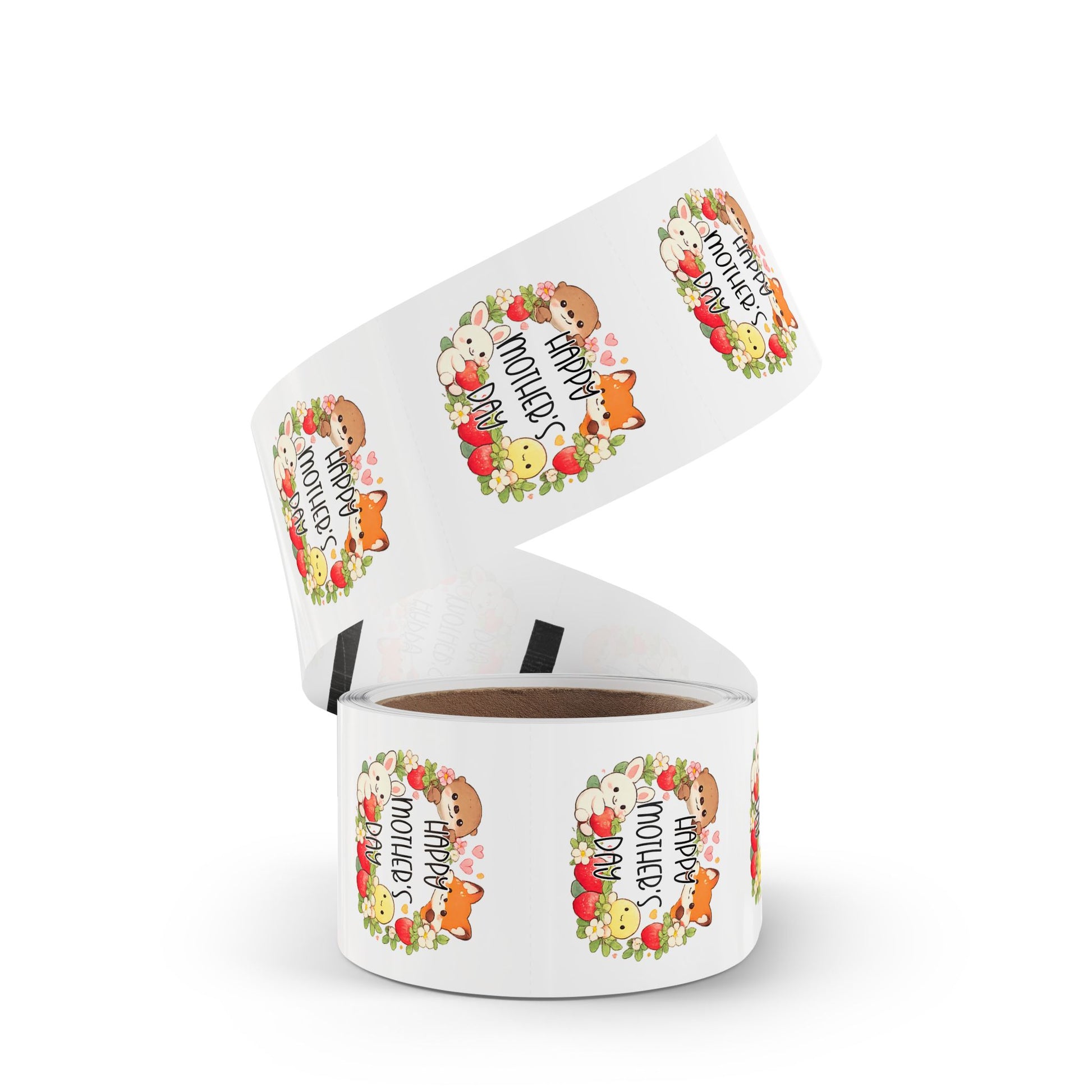 Happy Mother's Day Sticker Roll— Cute Animal Wreath "Happy Mother's Day" Roll Stickers for Mother’s Day