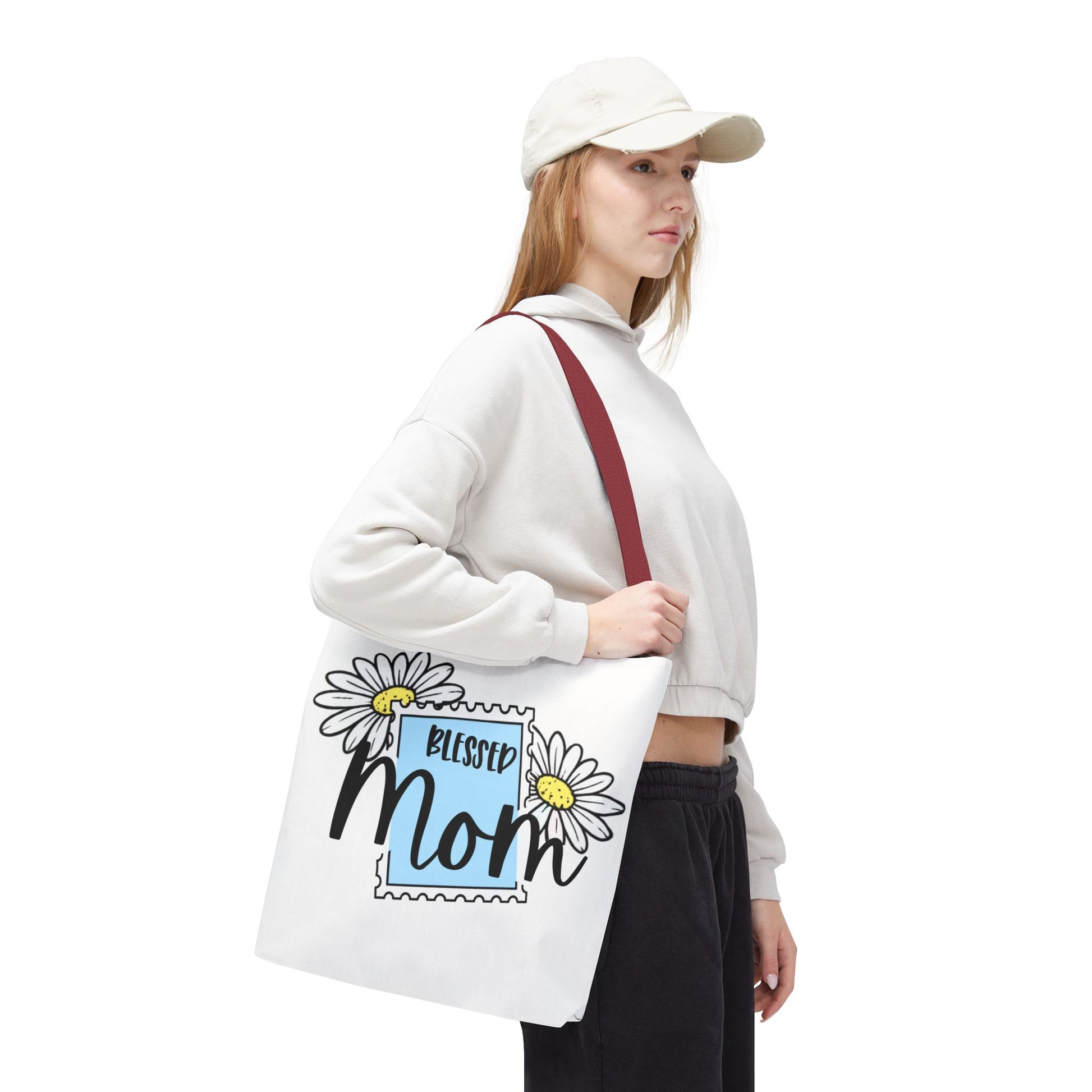 Blessed Mom Daisy Tote Bag — Floral Mother's Day Canvas Tote