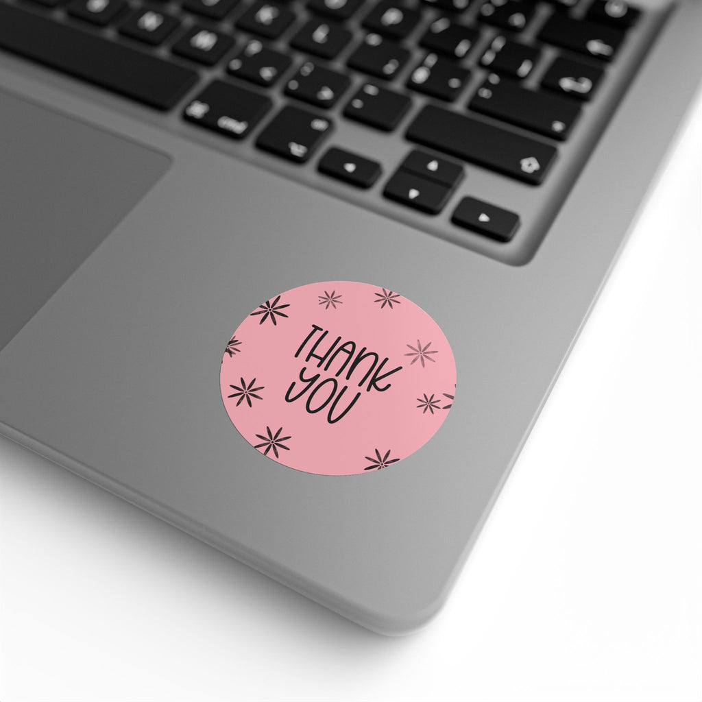 Thank You Round Sticker Rolls — Pink Floral Thank You Packaging Labels, Envelope Seals, Packaging Inserts for Small Business)