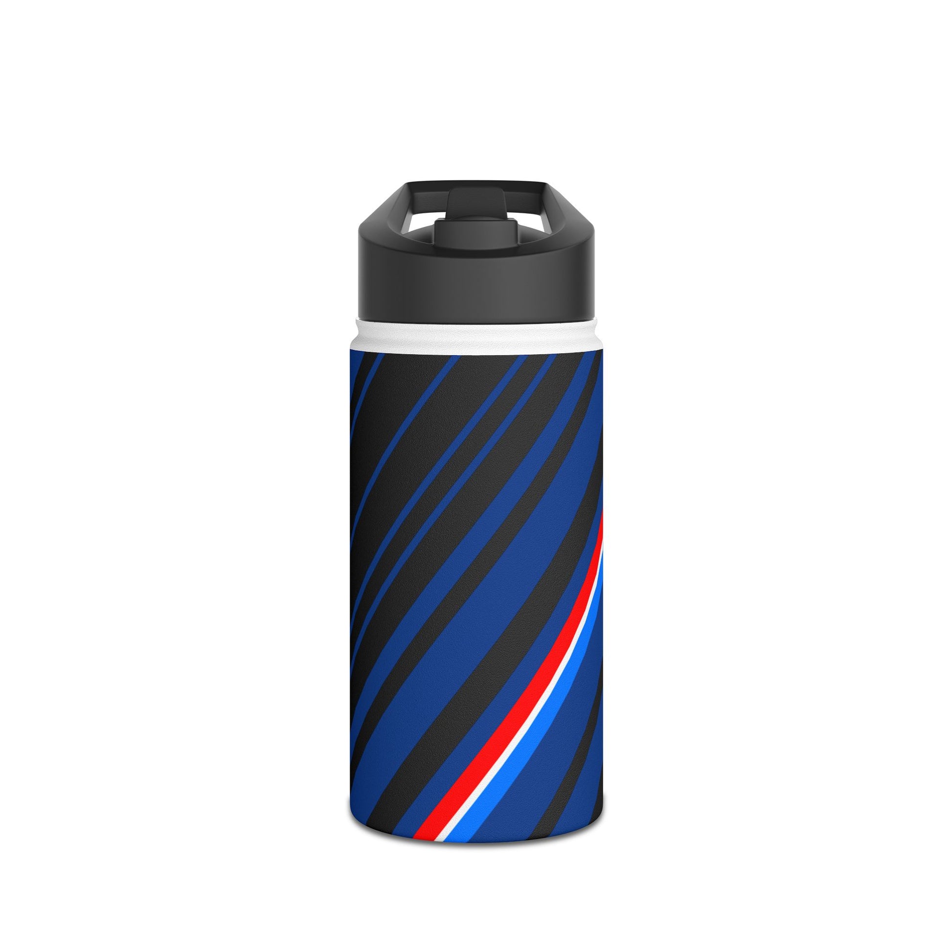 Red, White & Blue Stripe Stylish Stainless Steel Water Bottle, Fun Hydration Gift, Travel Mug, Gym Bottle, Sports Water Container