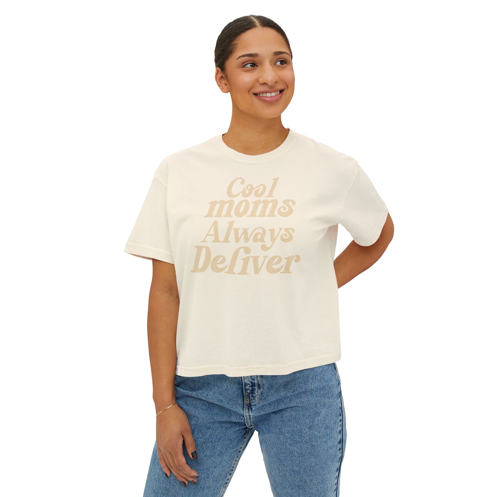 Cool Moms Always Deliver Boxy Tee – Funny Mail Worker Shirt, Postal Mom Gift, Cute Delivery Worker T-Shirt, Relaxed Fit Women’s Tee