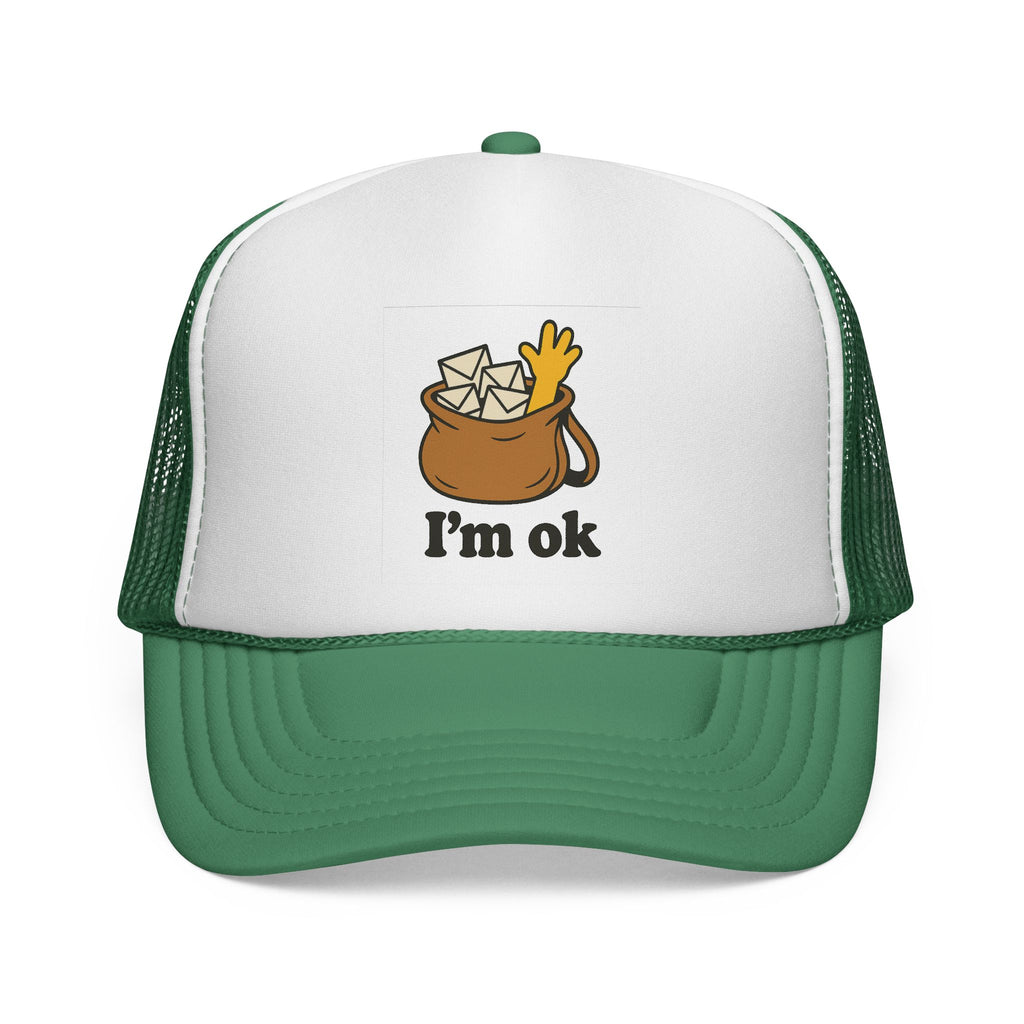 Fun Cartoon Trucker Cap, I'm OK Hat, Quirky Gift for Friends, Adjustable Mesh Hat, Casual Summer Accessory