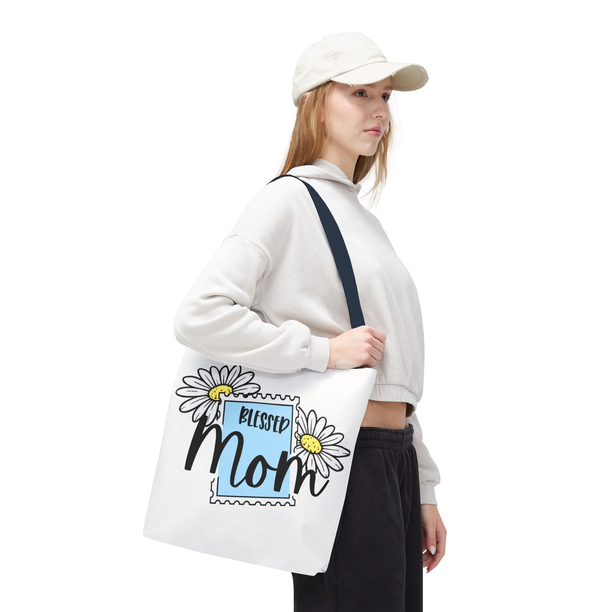 Blessed Mom Daisy Tote Bag — Floral Mother's Day Canvas Tote