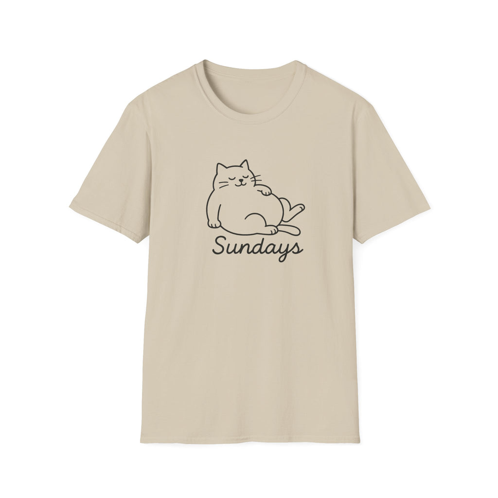 Chill Cat Sundays T-Shirt | Softstyle Unisex Tee for Cat Lovers | Fun Casual Wear, Gift for Birthdays, Lazy Days, Pet Lovers