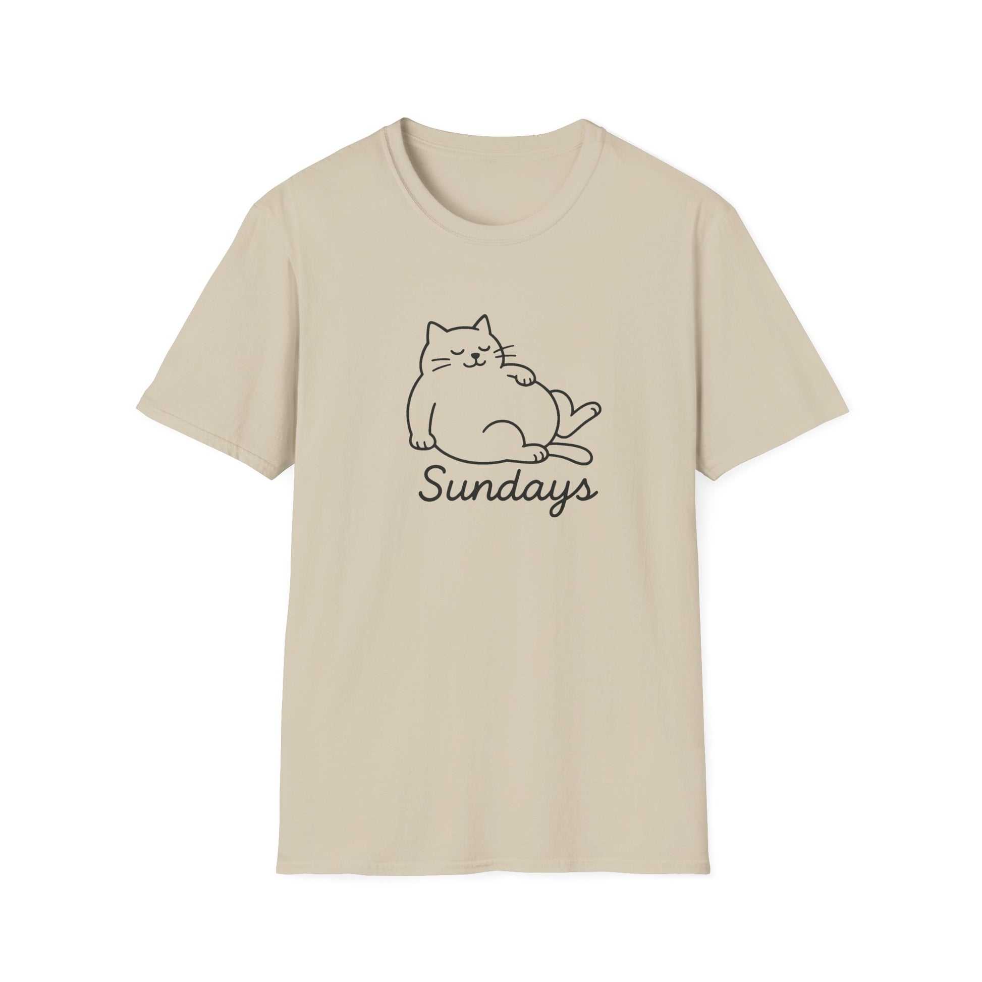 Chill Cat Sundays T-Shirt | Softstyle Unisex Tee for Cat Lovers | Fun Casual Wear, Gift for Birthdays, Lazy Days, Pet Lovers