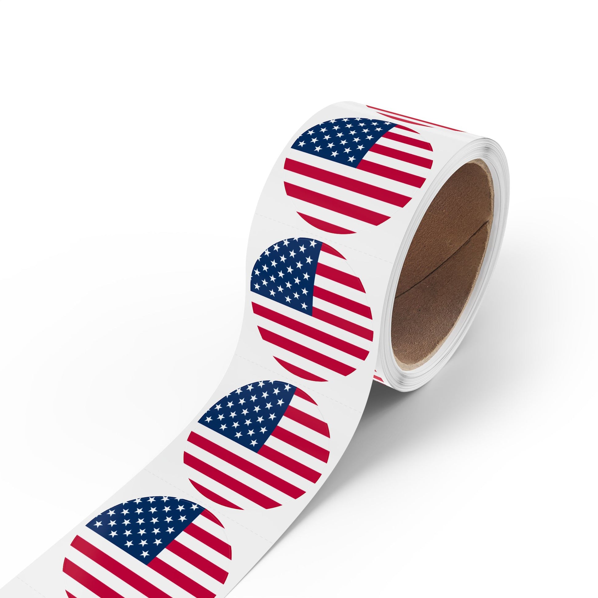 American Flag Round Stickers — American Flag Label Rolls for Independence Day, Veterans Day & Small Business Owners
