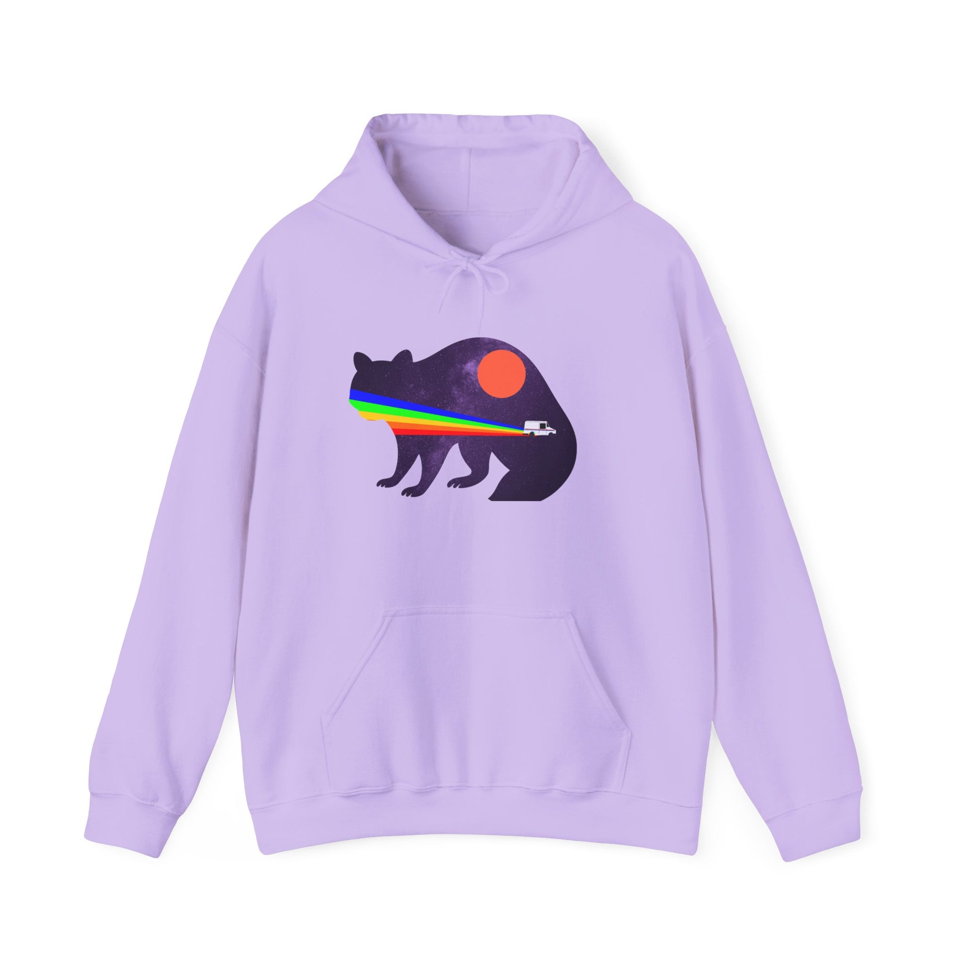 Cosmic Raccoon Hoodie, Unisex Heavy Blend Sweatshirt, Galaxy Animal, Mail Truck, Perfect for Nature Lovers, Cozy Gift for Birthdays, Festivals