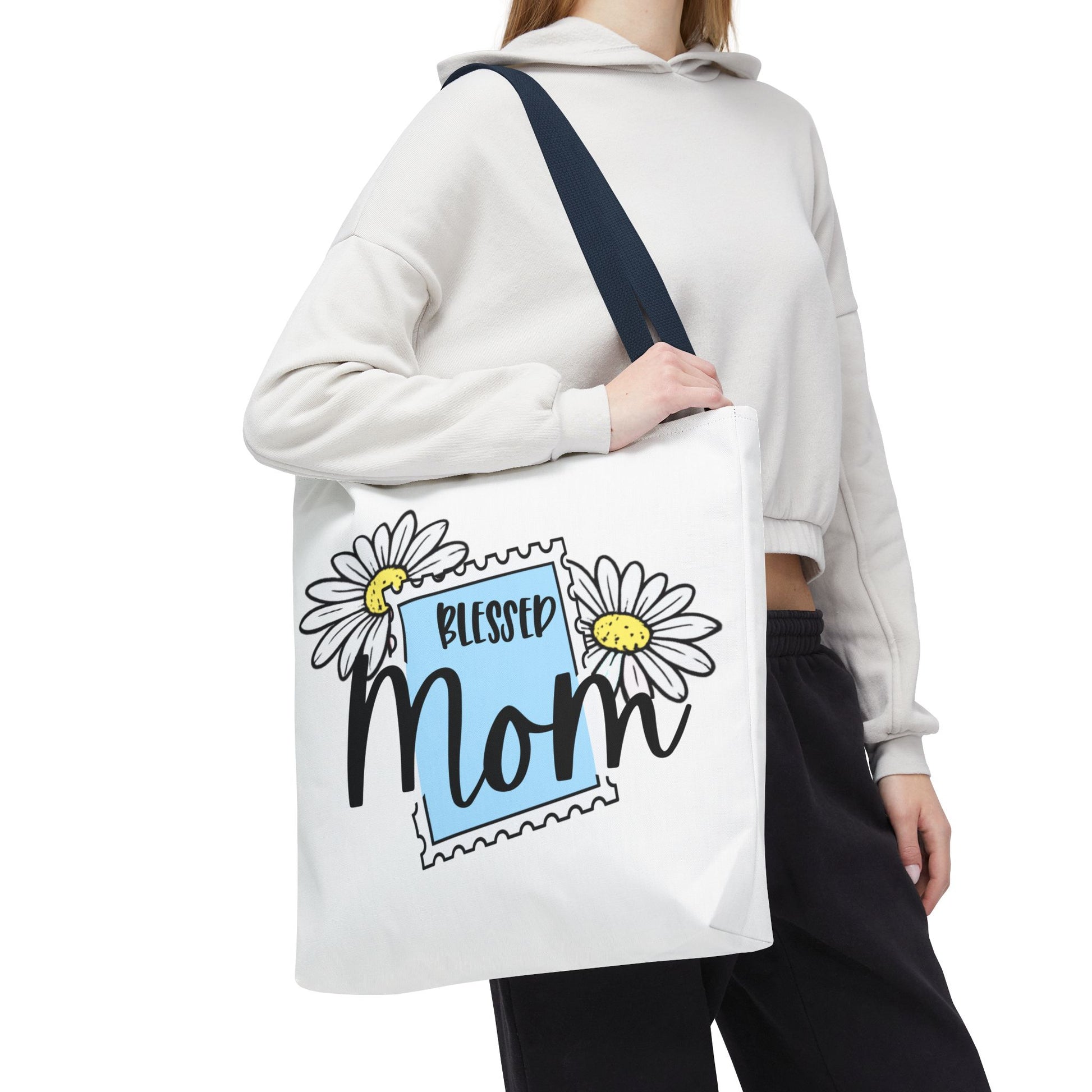 Blessed Mom Daisy Tote Bag — Floral Mother's Day Canvas Tote