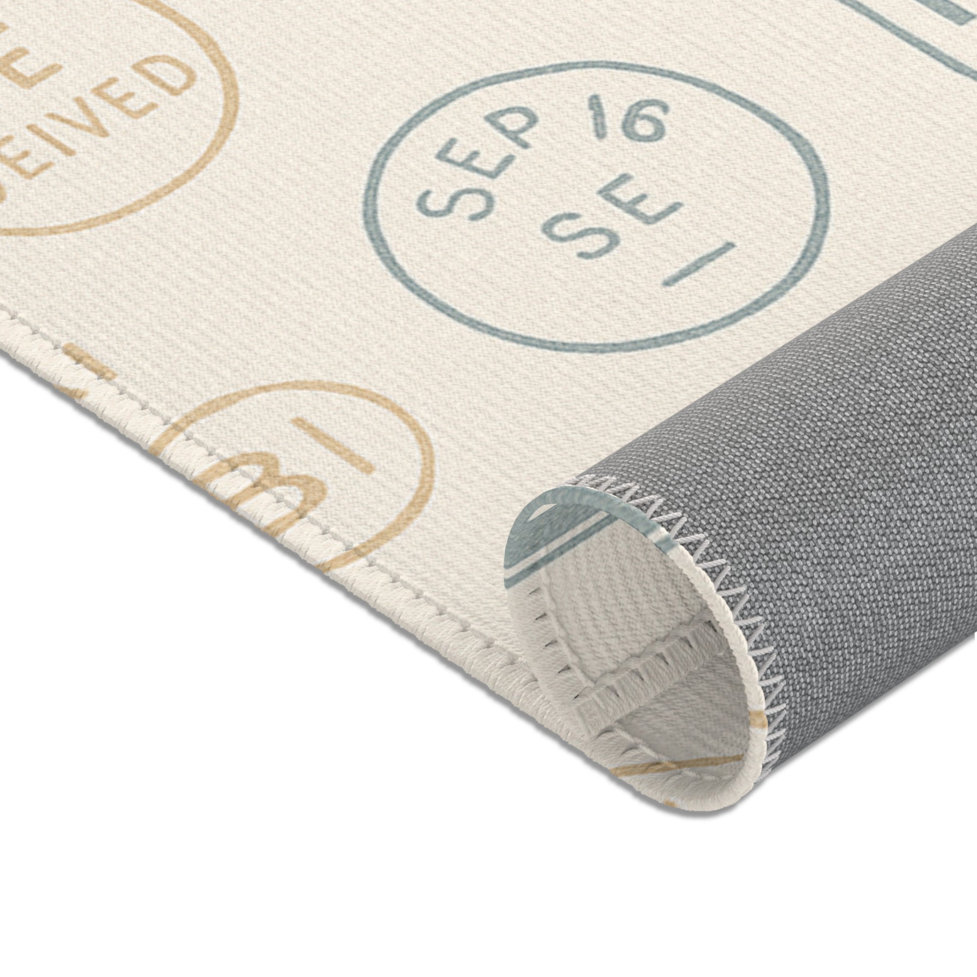 Vintage Postal Area Rug, Cozy Home Decor, Unique Gift for Postage Stamp Lovers, Living Room Accent, Airmail Design