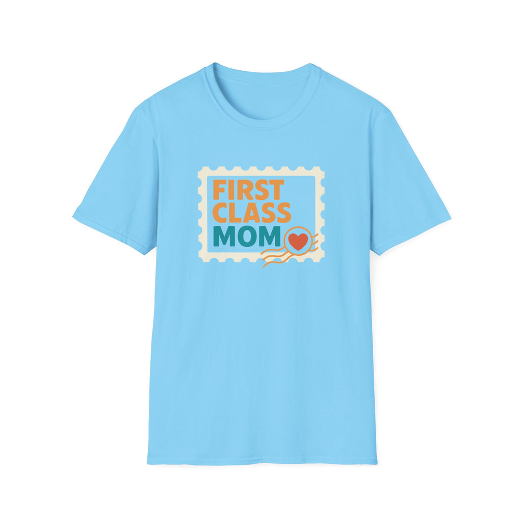 First Class Mom Unisex Softstyle T-Shirt - Perfect Gift for Mother's Day, Birthday, New Moms, Relaxed Casual Wear, Everyday Comfort