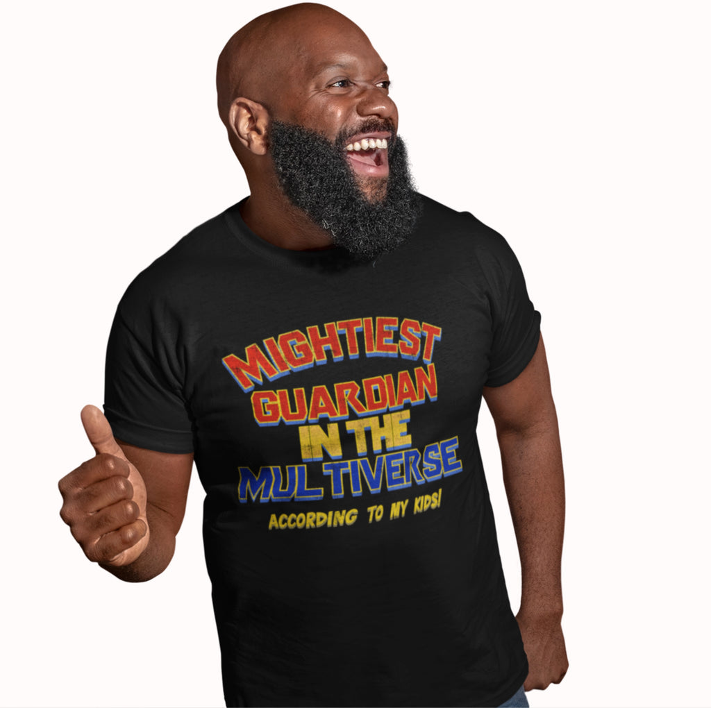 Mightiest Guardian In The Multiverse— Vintage Distressed Comic Book Inspired Father’s Day Tee