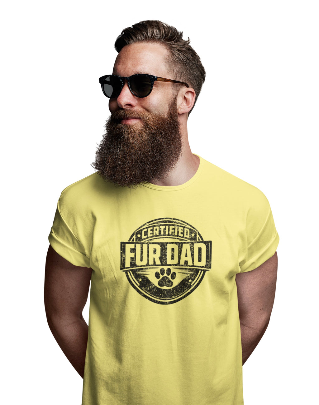 Certified Fur Dad T-Shirt — Distressed Graphic tee, Vintage Paw Print Design for Dog & Cat Fathers Mail Carriers