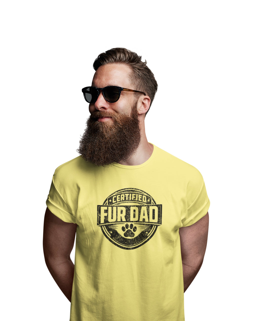 Certified Fur Dad T-Shirt — Distressed Graphic tee, Vintage Paw Print Design for Dog & Cat Fathers Mail Carriers