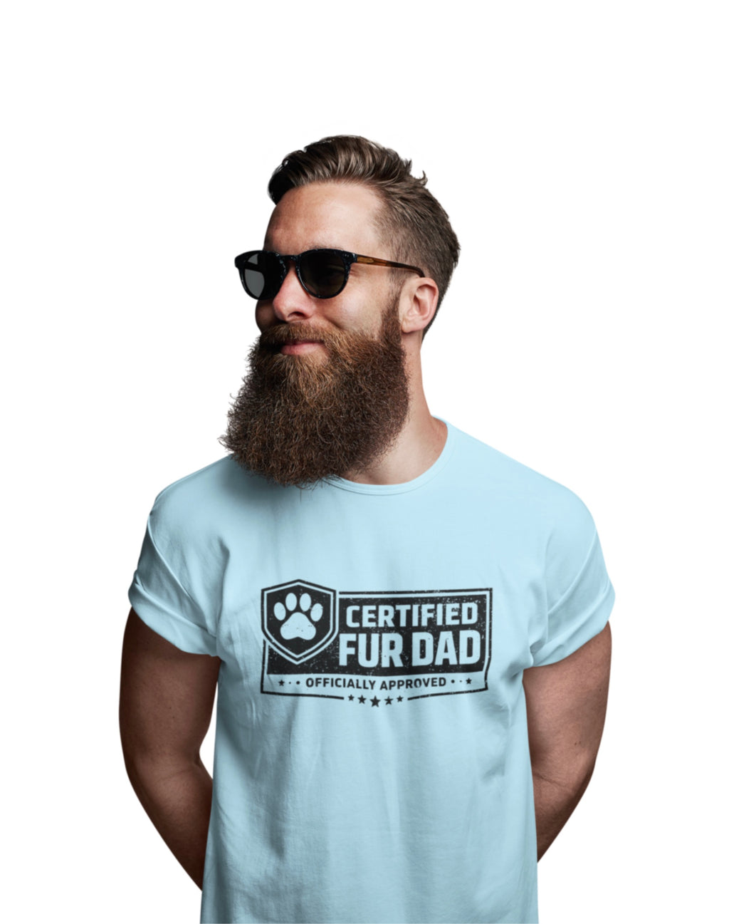 Certified Fur Dad T‑Shirt —Distressed Graphic Tee, Pet Lover Dad Gift, Dog Dads and Cat Dads Postal Workers inspired T-shirt