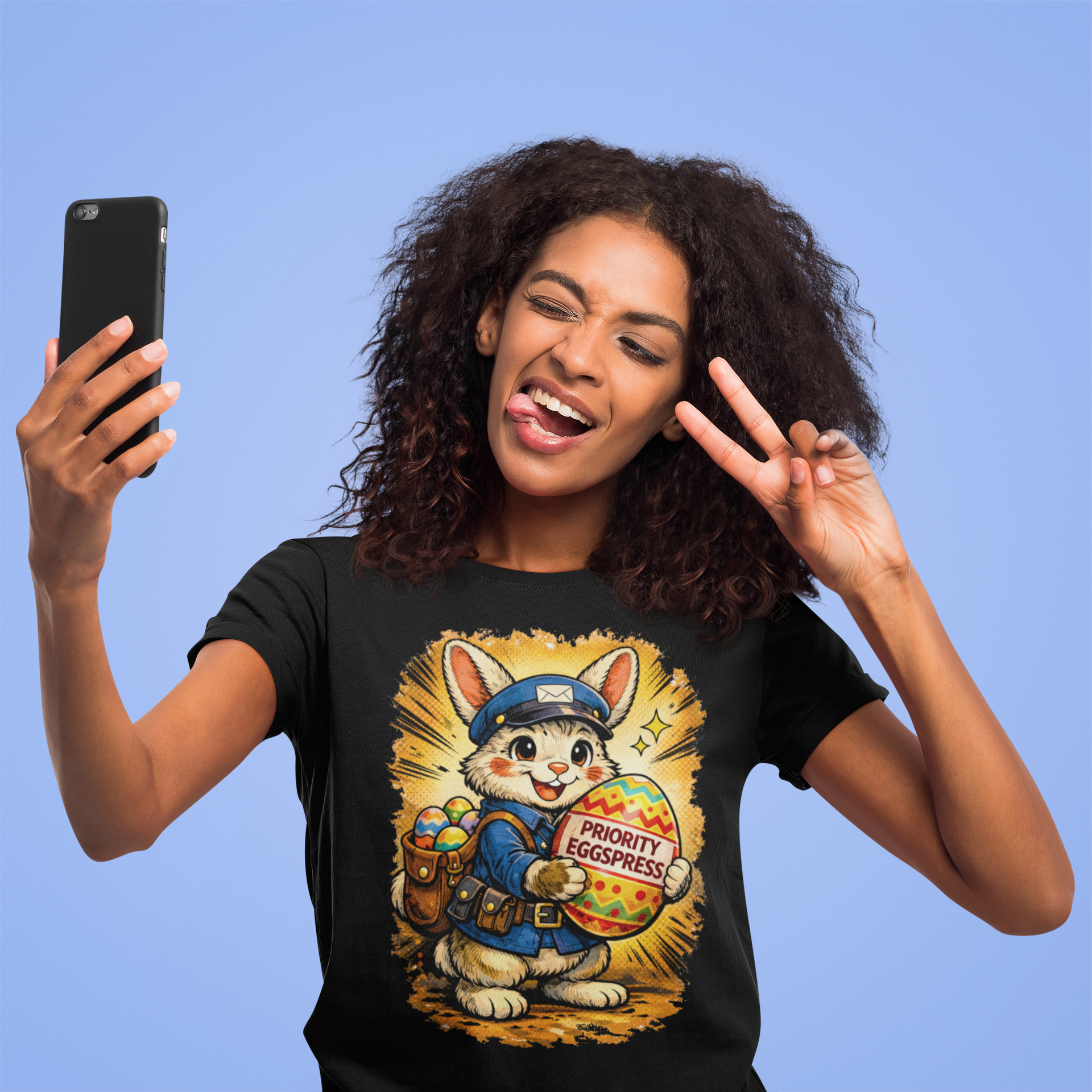 Easter Bunny Mail Carrier T‑Shirt – Cute Postal Bunny with Priority Eggspress Graphic