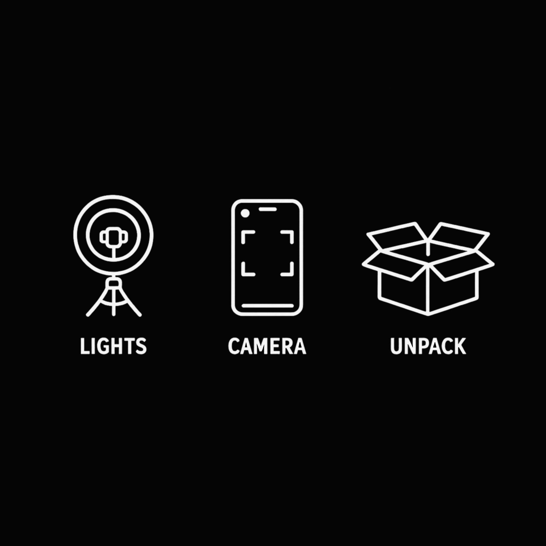 Lights camera unpack T-Shirt (Bring a little spotlight to your customer’s unboxing moment.