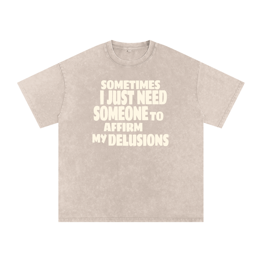 Affirm My Delusions Snow Washed Oversized Cotton T-Shirt