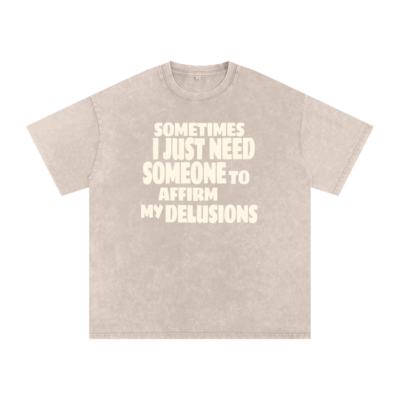 Affirm My Delusions Snow Washed Oversized Cotton T-Shirt