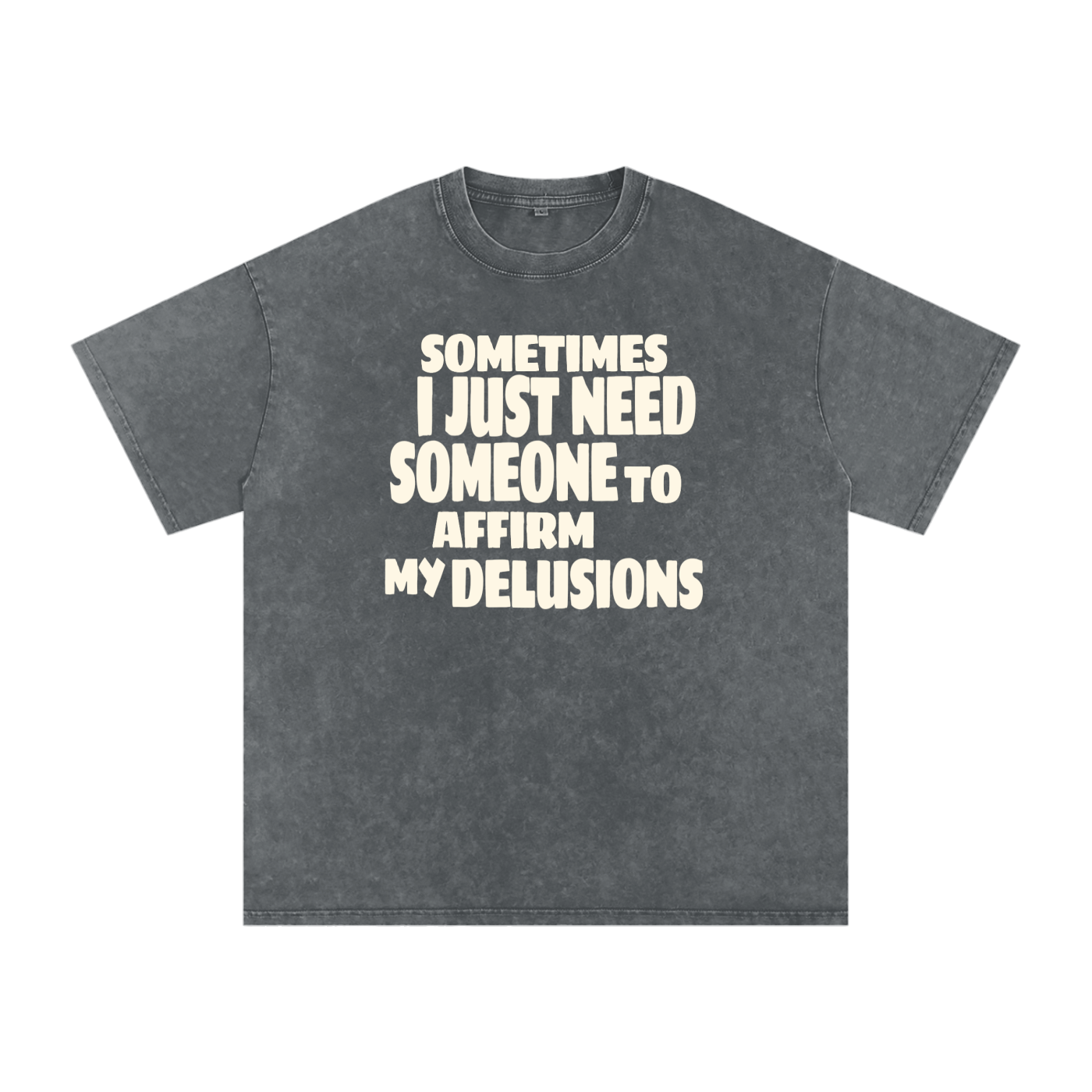 Affirm My Delusions Snow Washed Oversized Cotton T-Shirt