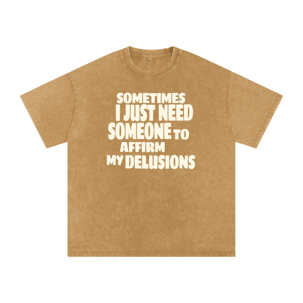 Affirm My Delusions Snow Washed Oversized Cotton T-Shirt